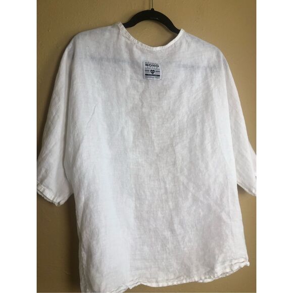 ITALIAN Boho Style 100 Lino Hippie Linen Jacket One size - Picture 7 of 13